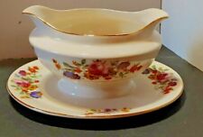 VINTAGE WARWICK AB9469 FLORAL GRAVY WITH PLATE GOLD TRIM EXC  picture