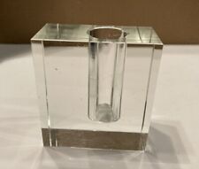 Vintage Clear Square Cube Block Glass Bud Vase MCM picture