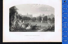 A Summer Afternoon,  Hampton Court, by Wingfield -1862 Steel-Engraved Print picture