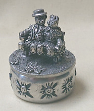 AE Williams Pewter Pill / Trinket Box - Teddy Bear Couple On Bench picture