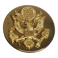 WWII Visor Brass Disk Military Pin US Army Uniform Insignia SB Cap Hat Eagle picture