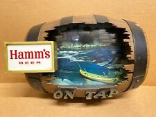 Vintage Hamms Beer On Tap Light Broken Wood Barrel Sign Tested Works 17x16 Size picture
