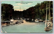 Vintage Postcard, Cleveland, Ohio, Lots of Boats on Rocky River, ca 1913 picture