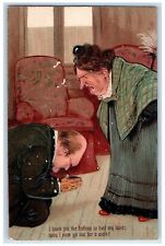 1908 Woman Husband Begging For Walk Taunton Massachusetts MA Antique Postcard picture