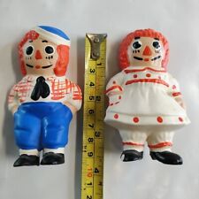 Vintage 2” Raggedy Ann and Andy Rare Hanging Figurines Mr. & Mrs. Claus Ceramic picture