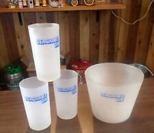 Vintage Seagram's Gin Frosted 3 Glasses & Ice Bucket 1973 Back Bar Promotion Set picture
