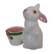 Weiss Vintage Easter Bunny & Votive White Ceramic Rabbit Pink Ears Votive Brazil picture