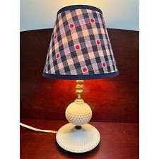 Vintage White Milk Glass Hobnail Vanity Table Lamp Light W/ Lamp Shade  picture