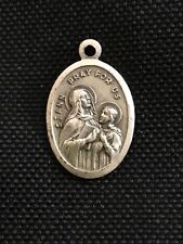 VINTAGE ST. ANN RELIGIOUS RELIC, OVAL MEDAL, GUARDIAN ANGEL on BACK, SPIRITUAL picture