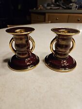 Vintage Art Deco Styled Carlton Ware Rouge Royale Candle Holders picture