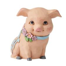Jim Shore Heartwood Creek: Mini Piggy with Flower Collar Figurine 6012426 picture