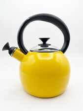 Copco Tea Kettle Pot Small Mini Yellow Enamel Whistling 1 Quart picture