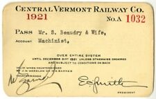 Annual pass - Central Vermont Railway 1921 #A1032 picture