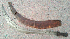 Antique Rare Ethiopean Abyssinian Shotel Sword Dagger in Leather Scabbard picture