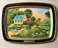 Vintage Currier & Ives Tin Serving Tray Platter American Homestead Summer 1868 picture