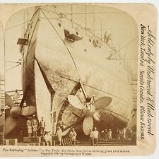Battleship SS Indiana Sailor Stereoview c1898 Dry Dock Naval Shipyard BB-1 H1422 picture
