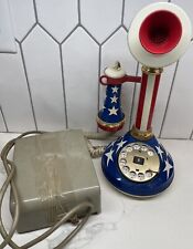 1973 Rotary Candlestick Telephone Stars Stripes Flag Red White Blue W/Ring Box picture