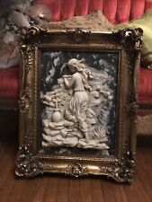 Antique Style Bas Relief Picture Neoclassical Female Marble-like  17.75x22” picture