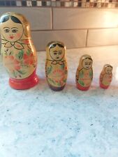Vintage Wooden Russian Style Hand Painted Nesting Dolls (4 dolls in set) Nice picture