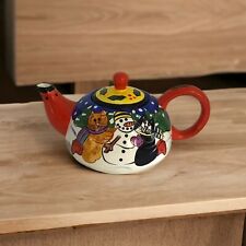 CATZILLA 2001 Candace Reiter Christmas Cats and Snowman Teapot. 6+ Cups picture