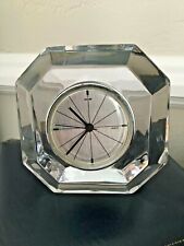 VINTAGE DAUM CRYSTAL OCTAGON CLOCK IN FITTED BOX MADE IN FRANCE -SIGNED picture