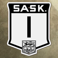 Saskatchewan provincial highway 1 route marker road sign Canada 1940s crest picture