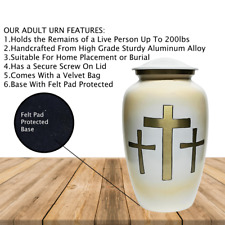 Sophisticated White Christ Cross Cremation Urns for Human Ashes Adults Large Urn picture