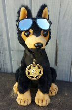 Black Tan German Shepherd Plush Police Dog w K9 Badge Mirrored Aviators charity picture