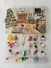 Vtg Emson ADVENT calendar with  Miniature Wood Hand Painted Christmas Ornaments picture
