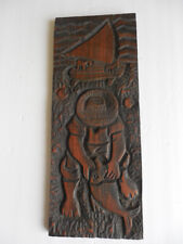 Vintage Fisherman wooden carving plaque 16