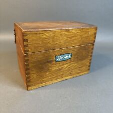 Vintage Wooden Dovetailed Tiger Oak Recipe Box picture