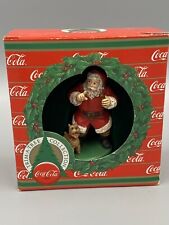 VTG 1986 Coca Cola Trim A Tree Collection “Shhh” Santa And Dog Ornament NO TOP picture
