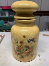 Beautiful Vintage Ceramic Floral Kitchen Canister Mushroom Lid Wild Flowers picture
