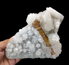 Rare Natural Brown Calcite with Apophyllite on Base: Rock, Mineral Specimen #486 picture