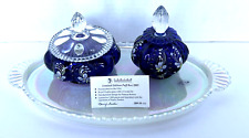 Fenton Vanity Set Royal Purple Beaded Melon Floral Hand Painted Limited Edition picture