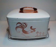 Mid-century Cake Or Dessert Carrier Copper Metal & Glass Rooster Design picture