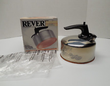New in Box Vtg Revere Copper Bottom Whistling Tea Kettle Stainless Steel 6-Cup picture