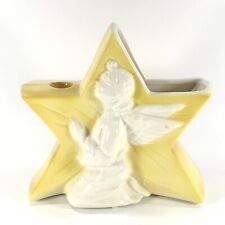 VTG Royal Copley Spaulding Angel on Star combo Vase and Candleholder Yellow picture