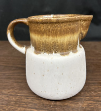 Vintage McCoy Light Brown Drip Glaze and Cream Pottery Pitcher picture