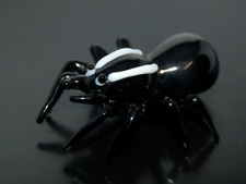 Glass Spider Miniature Scary Hand Blown Collectible Small Black White Insect #2 picture