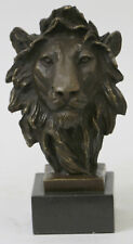 Signed Desk Top Lion Head Bust Bronze Sculpture Figurine Figure by Barye Figure picture
