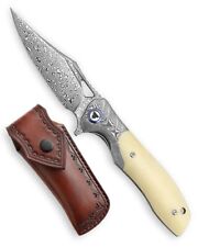 Trivisa Apus-02W Folding Knife Bolster/Bone Handle Damascus Plain YZ02-WB-D/P picture