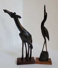 Vintage Buffalo Horn Crane Stork Egret Heron Crane Carved Bird Sculpture giraffe picture