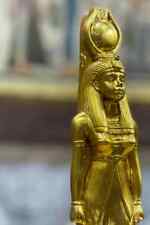 Ancient Egyptian goddess Isis statue, Goddess Isis with Goddess Hathor Sundisk picture