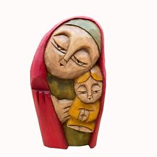 VTG Jerzy Chodorowski Madonna and Child Sculpture Wood MCM Hand Made Painted picture
