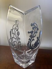Les Etains Potstainiers Belgian Vase Pewter Crystal 12” Birds Art Nouveau picture