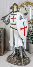 Ebros White Cloak Caped Medieval Crusader Bardiche Axeman Knight Statue Figurine picture
