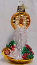 OWC Old World Christmas Glass Holiday Candle #32005 golden flame chamberstick picture