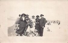 RPPC Family Photo Beach Scene Poodle Dog Puppy Early 1900s Photo Postcard D12 picture