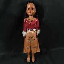 Vintage Native American Indian Doll Plastic Beaded Leather Dress with Baby 12